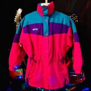 Vtg COLUMBIA Fuchsia Purple & Teal Ski Winter Coat